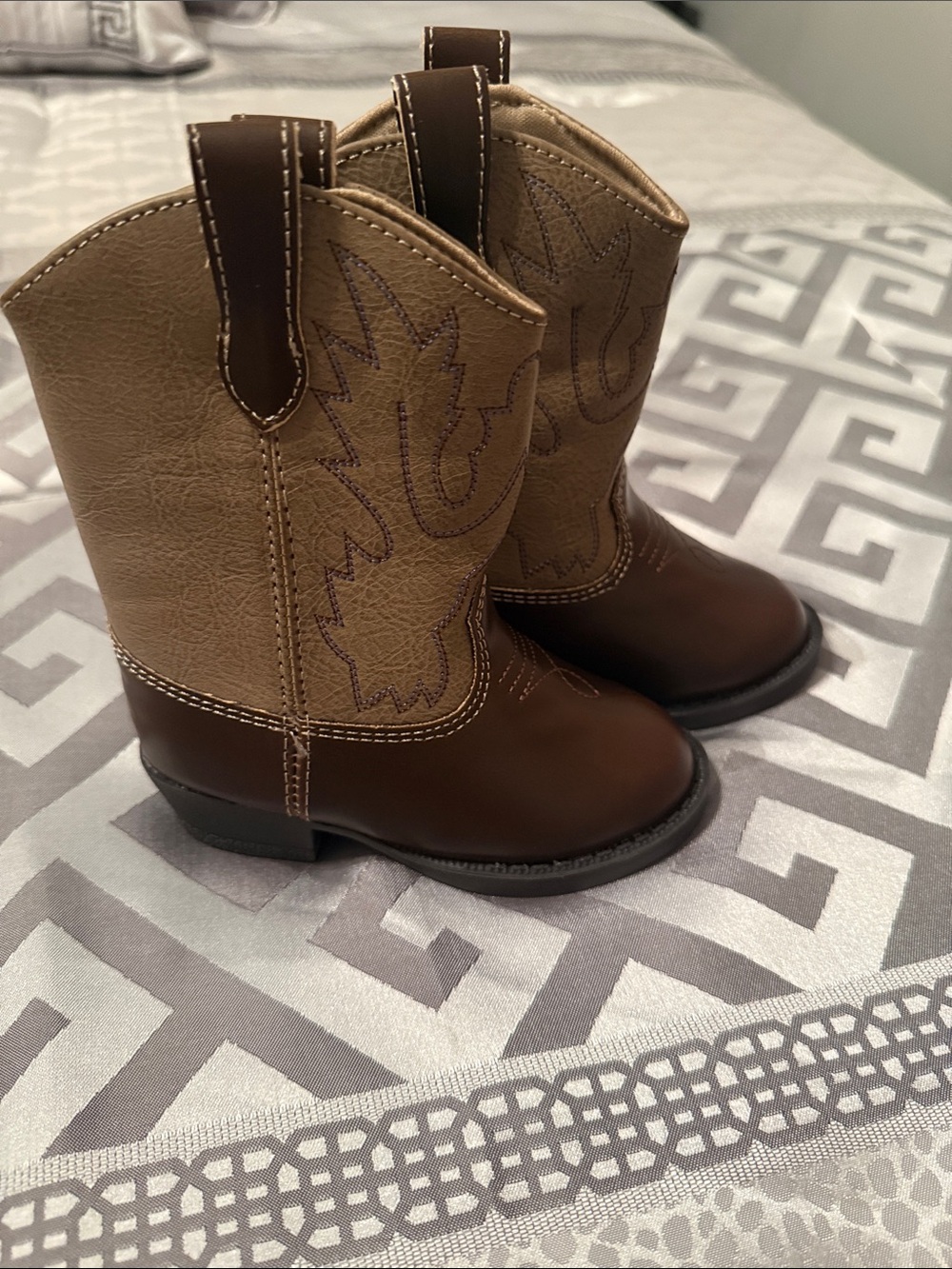 Brown and Tan Kids Cowboy Boots
